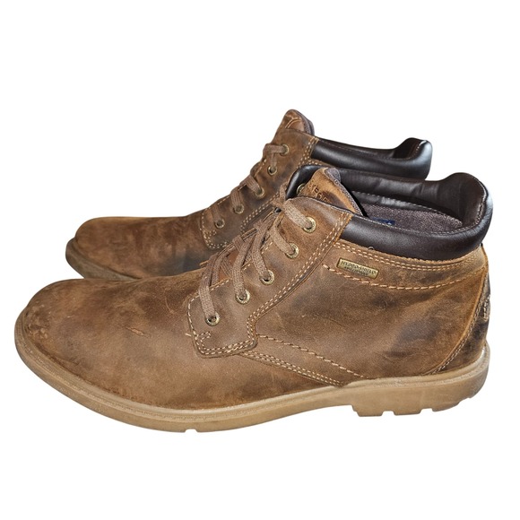 Rockport Mens Hydro Shield Leather Ankle Boots Size 11 M Brown Casual - Picture 1 of 8